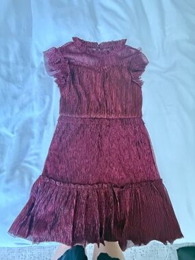 Zunie Girls Tiered Metallic Ruffle Party Dress